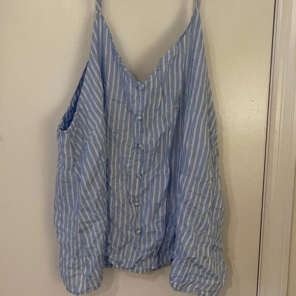 Plus Size Forever21 Blue Striped Tank Top 2X - Picture 2 of 5
